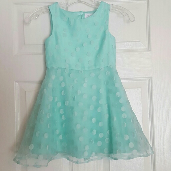 The Children's Place Other - Childrens Place Aqua polka dot sleeveless dress 5